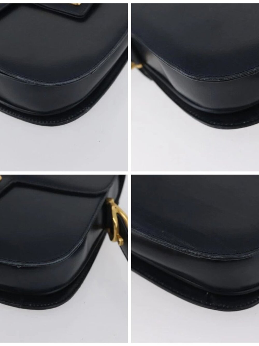 GUCCI Shoulder Bag Leather Navy Gold Auth 169677 - Picture 15 of 15